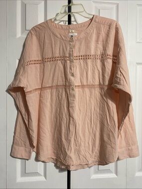 Loft cotton blend dusty peach blouse shirt top size LARGE